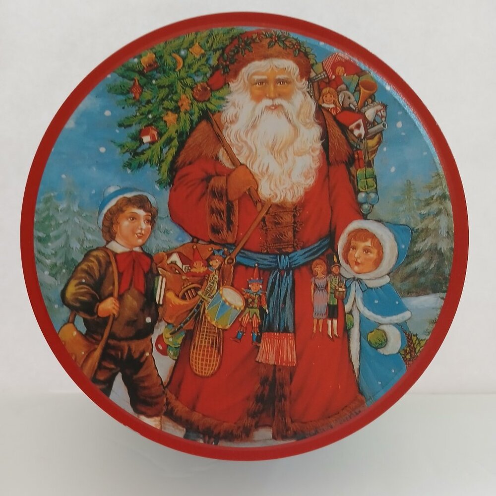 Christmas tin Victorian Scene